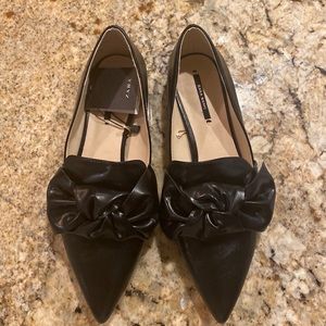 Zara black leather flats